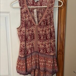 Patrons of Peace Orange Red Sleeveless Peplum Blouse